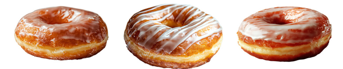 Poster - A white background serves as the setting for a doughnut covered in chocolate cream icing