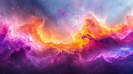Wall Mural - cosmic nebula vibrant colors, interstellar clouds, star dust. space exploration background