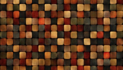Poster - Abstract Mosaic Of Multicolored Textured Squares Creating A Detailed Geometric Pattern