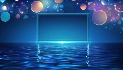Poster - Abstract Background with Colorful Bokeh Lights Reflecting on Calm Water Surface for Creative Design and Artistic Projects