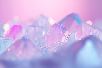 Poster - A serene abstract background showcases an icy aqua to pale periwinkle gradient, illuminated by softly blurred glowing bokeh lights, creating luxury visual depth and ample space for text
