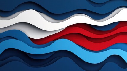 Aufkleber - Dynamic layered wave design in red, blue, and white for national pride and movement Generative AI