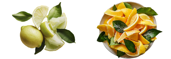 Aufkleber - Isolated on white, a lemon peel forms a swirly curl
