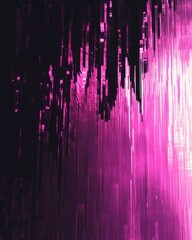 Poster - Abstract Vertical Pink And Black Digital Glitch Art Background with Dynamic Energy and Motion
