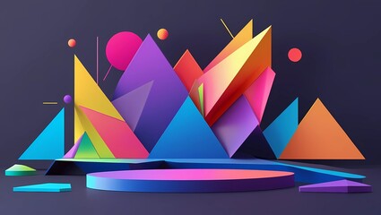 Fototapete - Colorful Geometric Composition with Angular Shapes and Gradient Tones for Modern Business Innovation