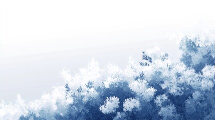 Poster - Abstract Winter Forest Scene With Snow Covered Trees Gradient White And Blue Background