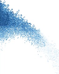 Poster - Blue Pixel Gradient Diagonal Abstract Digital Art Composition on White Background