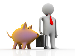 Poster - 3d rendering money saving concept