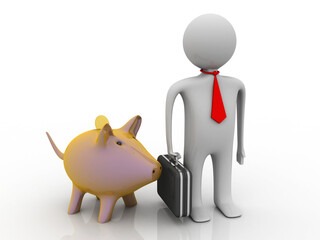 Poster - 3d rendering money saving concept