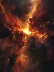Wall Mural - Dramatic Nebula Explosion with Star Formation and Colorful Cosmic Dust