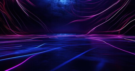 Poster - Abstract futuristic background with glowing colorful lines and vivid lighting effects for creative digital designs and visual presentations