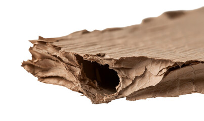 Aufkleber - Isolated on a white background with a clipping path is torn and damaged cardboard intended for recycling