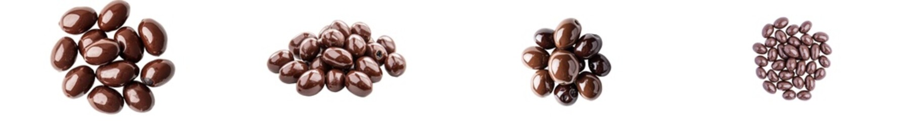 Poster - Chocolate coated raisins sit in isolation piled on a white background