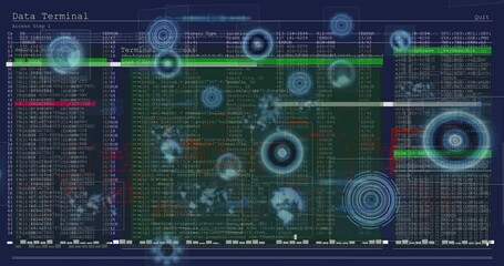 Poster - Animating digital data and network connections on terminal interface screen display