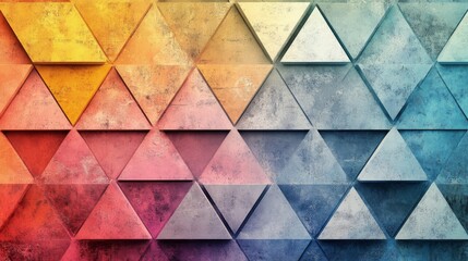 Wall Mural - a colorful textured wall composed of geometric triangular shapes