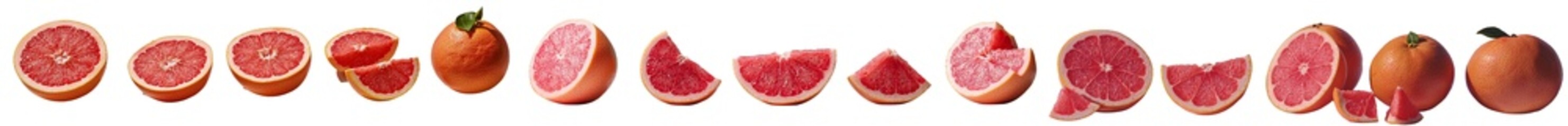 Aufkleber - Grapefruit is presented in a set, including its clipping path, with a focus on an organic and fresh grapefruit isolated against white