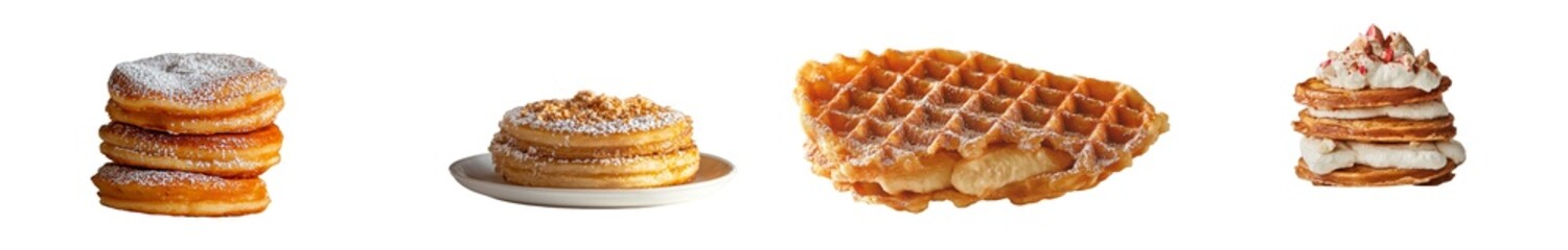 Poster - A sweet Dutch waffle with honey sits alone on a white background