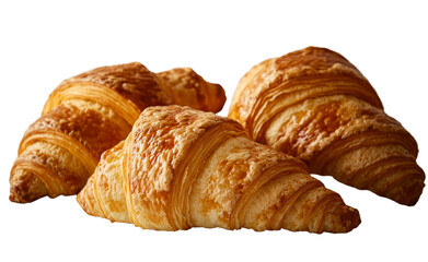 Poster - A mouthwatering Bavarian breakfast pastry with marmalade and a flaky French croissant are beautifully presented on a plain white background