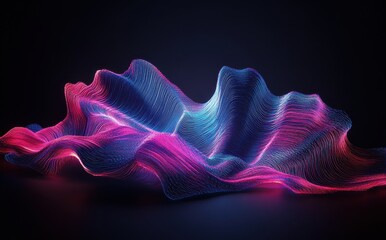 Aufkleber - Abstract vibrant flowing waves in pink and blue hues on dark background representing energy, creativity, and modern digital art visualization