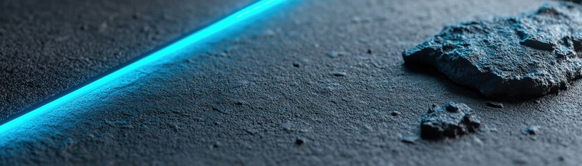 Poster - Dark textured concrete serves as a backdrop, accented by glowing blue neon edges. This high-end composition evokes a futuristic feel while providing space for additional text