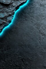 Poster - Featuring a dark textured concrete backdrop, this composition highlights glowing blue neon edges that create a futuristic and high-end atmosphere, perfect for text overlay