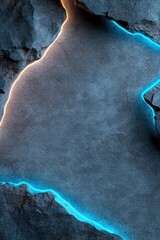 Poster - This backdrop features a dark textured concrete surface accented with glowing blue neon edges