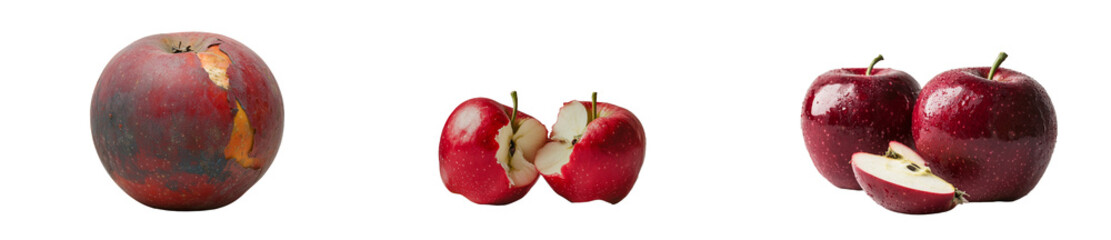 Poster - On a white background, the peel of a red apple is isolated and its texture is visible
