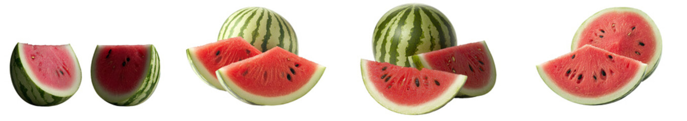 Poster - A white background provides the setting for a watermelon that has been cut into two halves