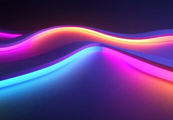 Fototapete - Colorful neon waves in a dark background creating a vibrant and energetic atmosphere for creative projects, digital art, or modern design compositions