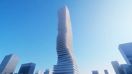 Fototapete - A striking contemporary high-rise tower showcasing unique architectural features.