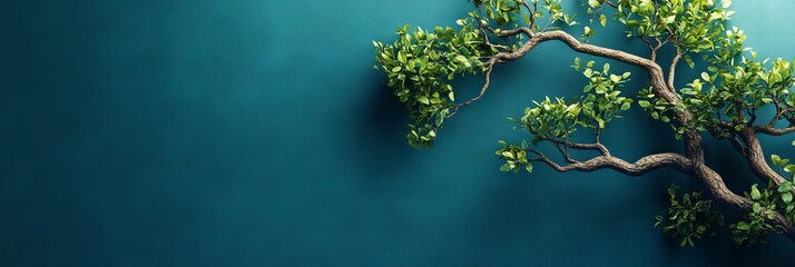 Poster - Vines and Teal Serenity - A serene natural landscape capturing growth, rebirth, resilience, mystery, and connection, featuring a moody teal backdrop