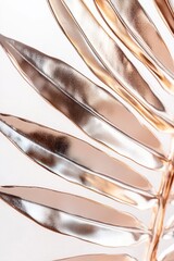 Poster - The image features a surreal chrome fern leaf showcasing intricate metallic veins and soft liquid reflections. It is isolated against a clean white background, creating a striking contrast