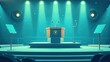 © Almahyra - Stage with podium, spotlights, and microphones.