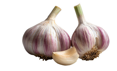 Poster - Isolated garlic is presented on a white background, complete with a clipping path