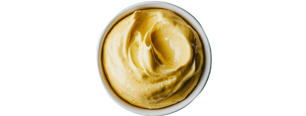 Aufkleber - A linear shape of curry sauce mixed with yogurt is shown isolated on white