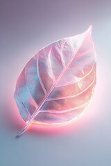 Poster - Featuring intricate details, this surreal chrome leaf radiates a captivating glow from its neon veins, embodying a cyberpunk aesthetic