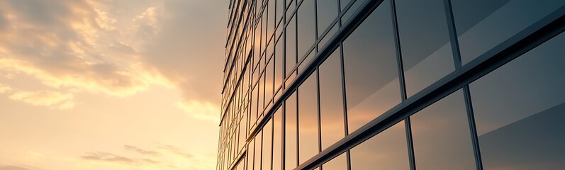 Aufkleber - A modern skyscraper with mirrored windows, showcasing corporate architecture and urban design.
