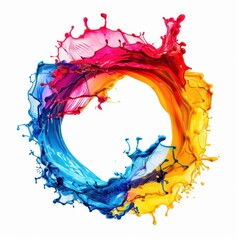 Poster - Vibrant Circular Ink Splash Swirl in Vivid Colors Showcase Artistic Flow and Motion
