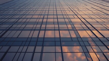 Fototapete - A detailed exterior shot of a skyscraper showcasing modern architecture and design elements.