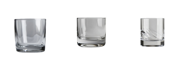 Poster - A glass, empty and transparent, positioned on a clear background, exists as a singular, isolated object, suitable for design purposes