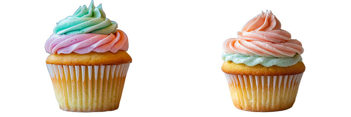 Poster - On a transparent background, a cupcake is shown in isolation, having been generated by Ai