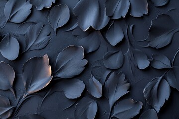 Poster - Delicate chrome floral engravings are intricately etched into a matte black backdrop, creating a surreal luxury atmosphere with soft glowing reflections and ample space for additional text
