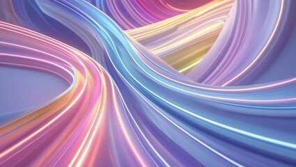 Poster - Elegant Light Trails in Soft Gradient Colors Forming a Dynamic Wave Pattern for Modern Business Solutions