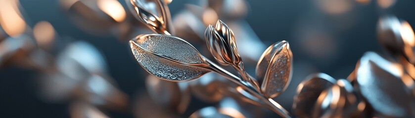 Poster - A luxurious botanical backdrop features delicate chrome engravings on deep matte black, creating a soft, elegant glow that enhances the atmosphere and offers ample text space