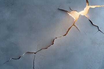 Poster - Textured cracked concrete serves as a compelling background where soft bioluminescent light emerges from fractures, creating a moody and high-end industrial atmosphere perfect for design