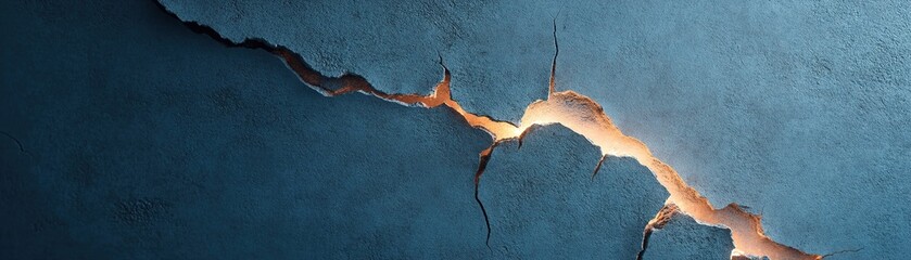 Poster - The surface features intricate cracks revealing soft bioluminescent light, creating a moody, industrial aesthetic. The cinematic depth allows ample space for text overlay, perfect for design