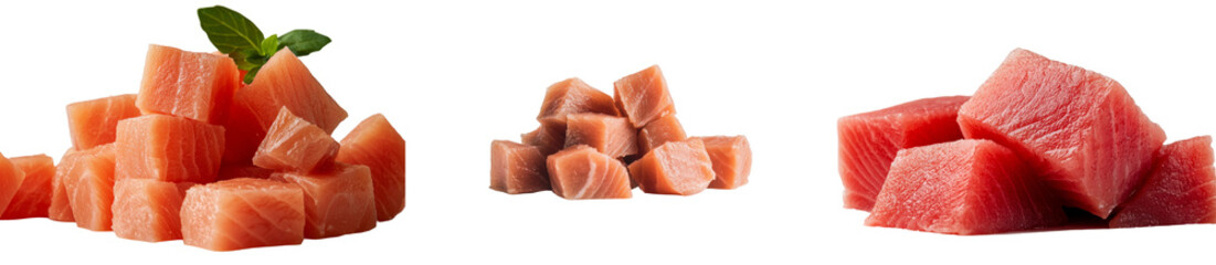 Poster - Cat food with fish components isolated on a plain white surface
