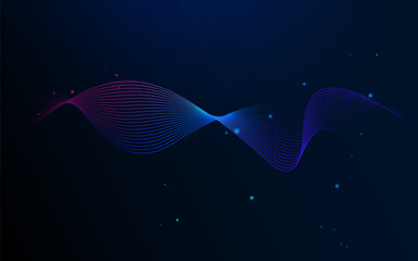 Fototapete - Abstract gradient wave lines background purple curve flow