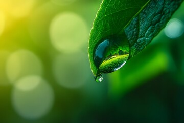 Wall Mural - rain drops on the leaves