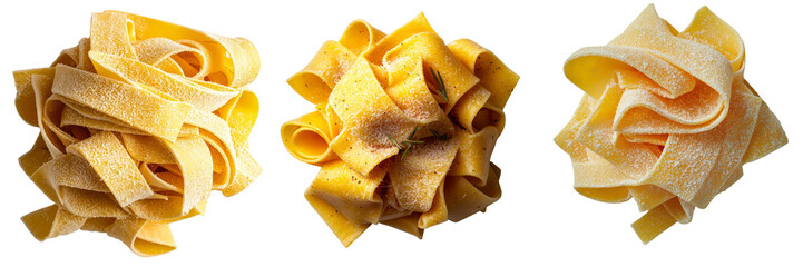 Poster - From a top-down perspective, a solitary mound of uncooked trofie pasta sits on a white backdrop